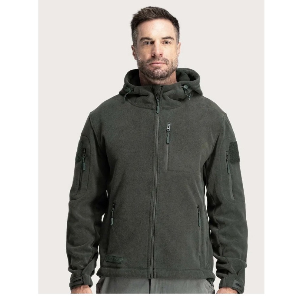 Bearskin Hoodie  Jacket for Men- Military Style Fleece Sweater, Size men's M [Y]